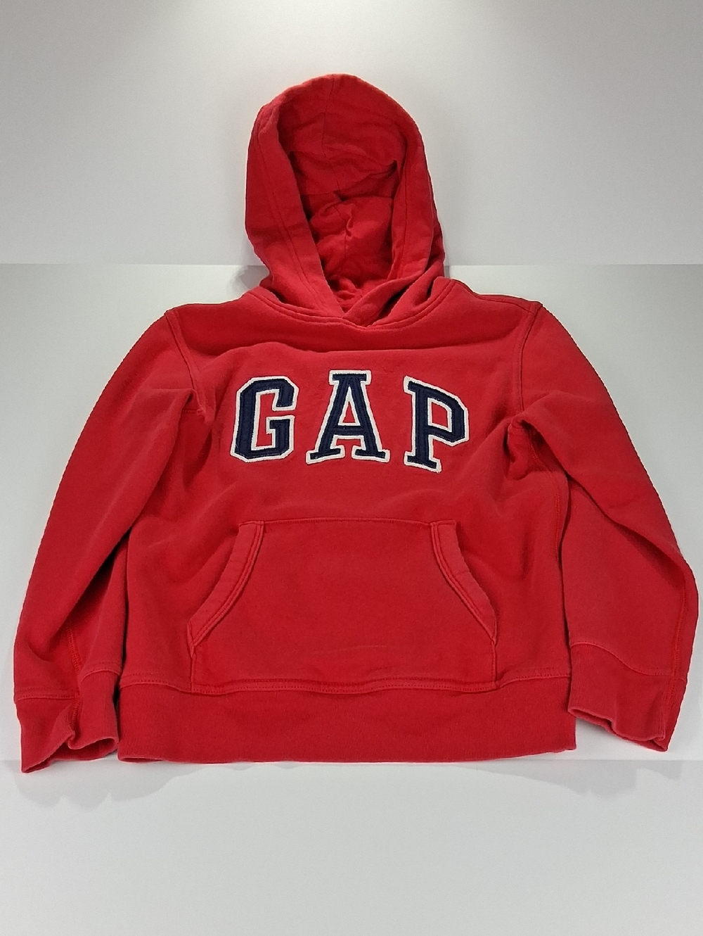 Boys GAP Hooded Sweatshirt (Hoodie) Size Large (10) Red w/ Navy Logo Front Pouch